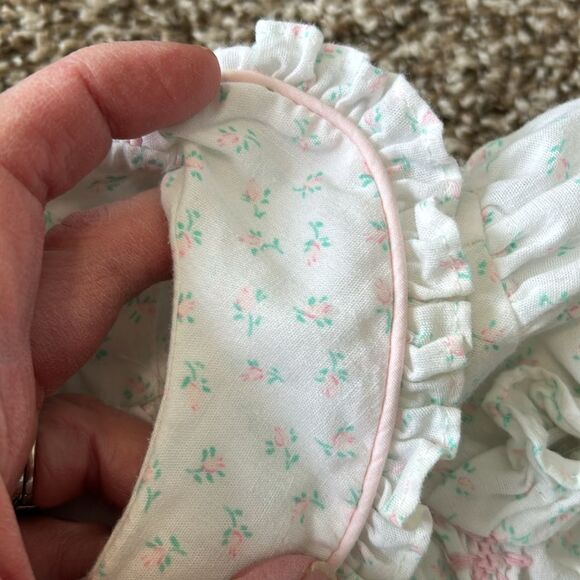 Vintage Polly Flinders Pink Green Formal Shortsleeve Floral Embroidered Dress - Picture 13 of 13